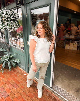 Acid Washed Distressed Straight Denim Pants - The Southern Loft
