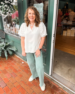 Acid Washed Frayed Hem Bootcut Denim Pants - The Southern Loft
