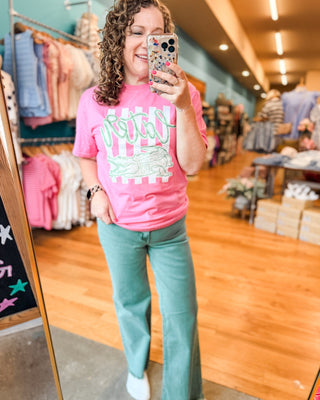 Acid Washed Frayed Hem Bootcut Denim Pants - The Southern Loft