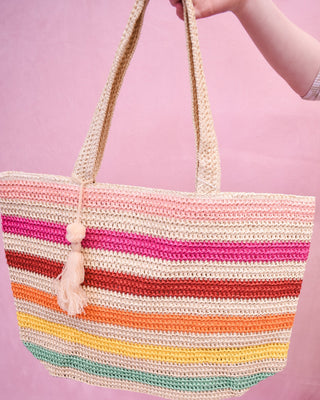 Amara Striped Crochet Tote Bag - The Southern Loft