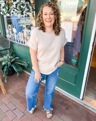 Bay Breeze Gauze Rolled Cuff Top - The Southern Loft