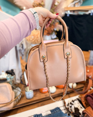 Beth Dome Satchel Bag With Chain Strap - The Southern Loft