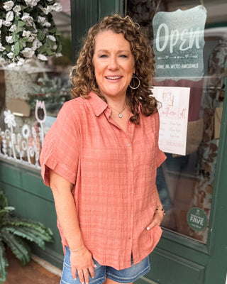 Beyond Sweet Textured Button Down Top - The Southern Loft
