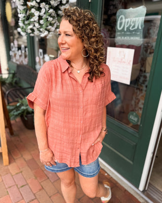 Beyond Sweet Textured Button Down Top - The Southern Loft