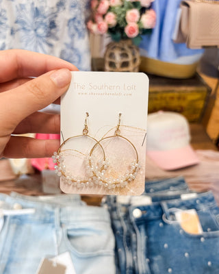 Blooming Floral Beaded Wire Hoop Statement Earrings - The Southern Loft