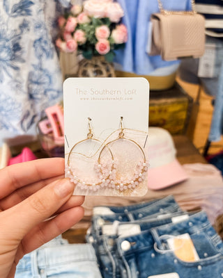 Blooming Floral Beaded Wire Hoop Statement Earrings - The Southern Loft