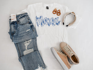 Blue Floral Mama Graphic Tee - The Southern Loft