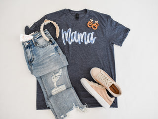 Blue Floral Mama Graphic Tee - The Southern Loft