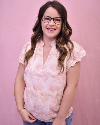 Blushing Petals Floral Vneck Top - The Southern Loft