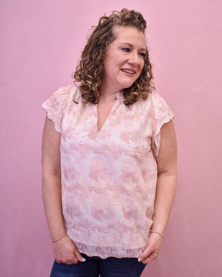 Blushing Petals Floral Vneck Top - The Southern Loft