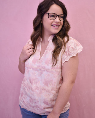Blushing Petals Floral Vneck Top - The Southern Loft