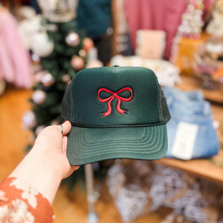 Boutique Christmas Bow Mesh Trucker - The Southern Loft