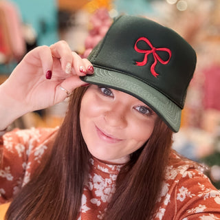 Boutique Christmas Bow Mesh Trucker - The Southern Loft