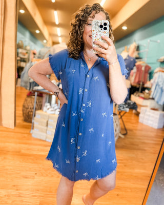 Bows & Bliss Embroidered Shirt Dress - The Southern Loft