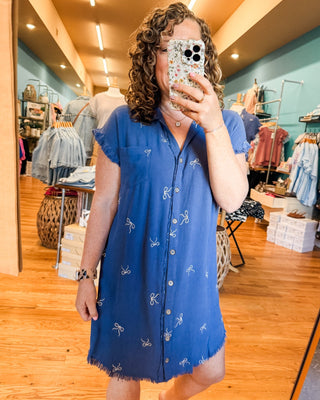Bows & Bliss Embroidered Shirt Dress - The Southern Loft
