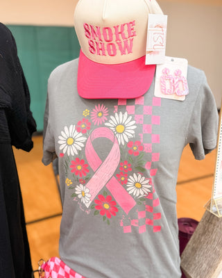 Breast Cancer Awareness Floral Graphic Tee - The Southern Loft