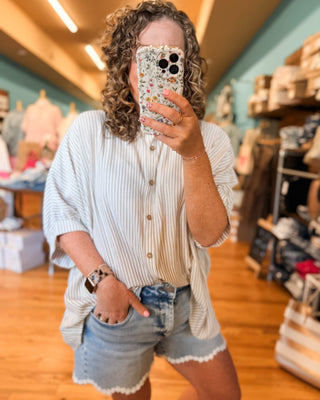 Cafe Hangout Striped Oversized Top - The Southern Loft