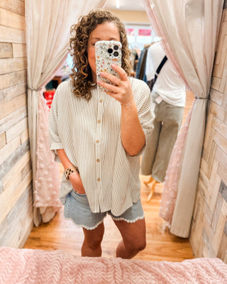 Cafe Hangout Striped Oversized Top - The Southern Loft