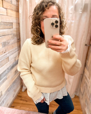 Call Me Yours Lace Trimmed Sweater Top - The Southern Loft