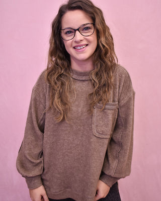 Cappuccino Please Brushed Hi - Low Sweater - The Southern Loft