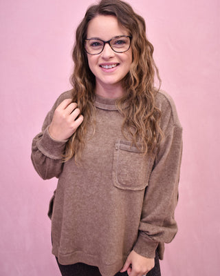 Cappuccino Please Brushed Hi - Low Sweater - The Southern Loft