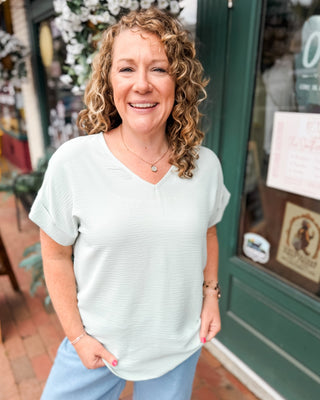 Carefree Charm V-Neck Lightweight Matte Top - The Southern Loft