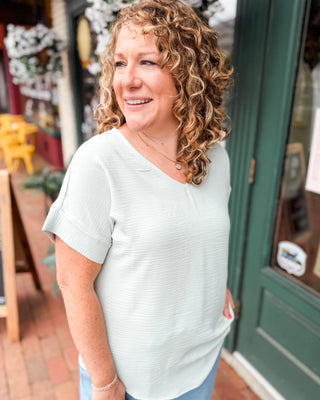 Carefree Charm V-Neck Lightweight Matte Top - The Southern Loft