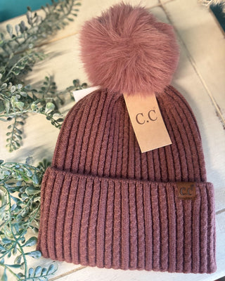C.C. Cable Cuff Pom Beanie - The Southern Loft