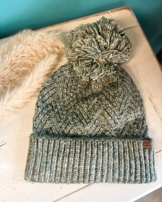 C.C. Criss - Cross Pattern Pom Beanie - The Southern Loft