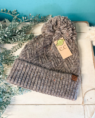 C.C. Criss - Cross Pattern Pom Beanie - The Southern Loft