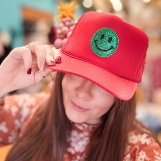 Christmas Smiley Trucker Hat - The Southern Loft
