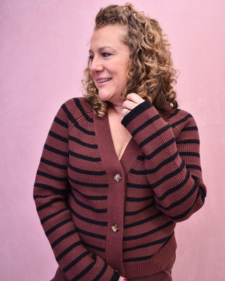 Cinnamon Chai Striped Knit Cardigan - The Southern Loft