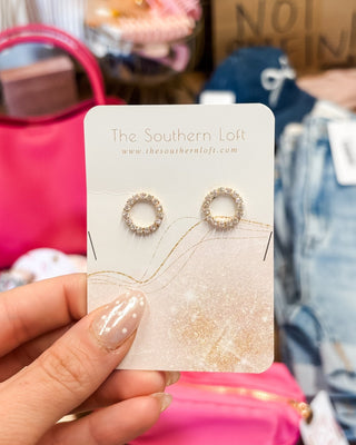 Circular Cubic Zirconia Stud Earrings - The Southern Loft