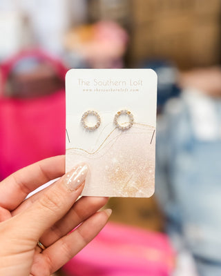 Circular Cubic Zirconia Stud Earrings - The Southern Loft