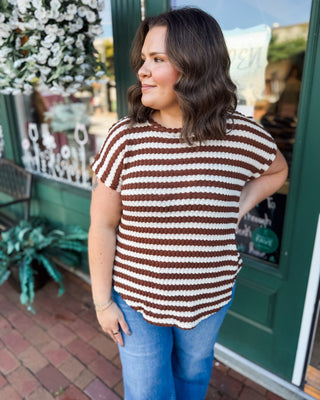 Crisp Morning Textured Striped Short Sleeve Top - The Southern Loft