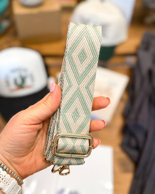 Crossbody Guitar Strap - Ivory+Mint - The Southern Loft
