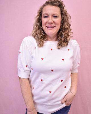Cupids Dream Embroidered Hearts Sweater - The Southern Loft