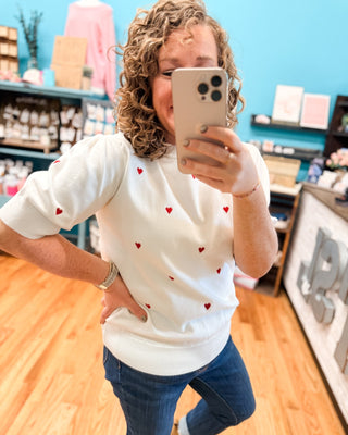 Cupids Dream Embroidered Hearts Sweater - The Southern Loft