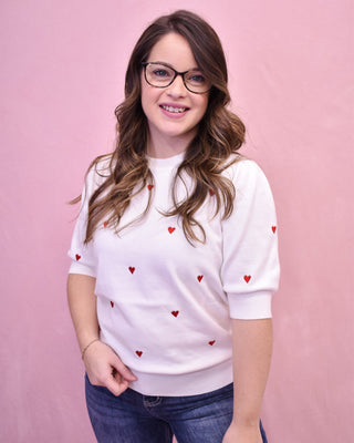 Cupids Dream Embroidered Hearts Sweater - The Southern Loft