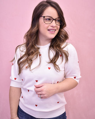 Cupids Dream Embroidered Hearts Sweater - The Southern Loft