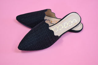 Dandelion Scallop Linen Mules - The Southern Loft