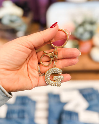 Diamond Initial Keychain Bag Charm - The Southern Loft
