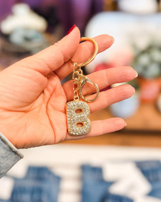 Diamond Initial Keychain Bag Charm - The Southern Loft