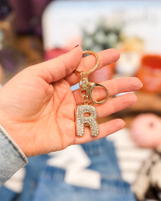Diamond Initial Keychain Bag Charm - The Southern Loft