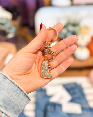 Diamond Initial Keychain Bag Charm - The Southern Loft
