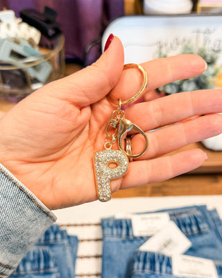 Diamond Initial Keychain Bag Charm - The Southern Loft