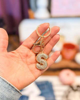 Diamond Initial Keychain Bag Charm - The Southern Loft