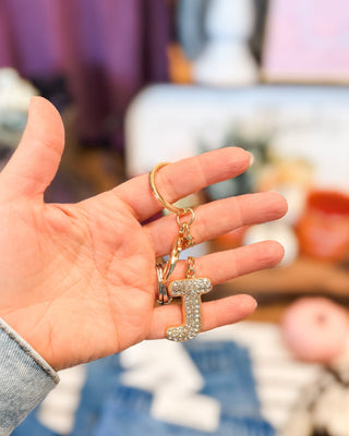 Diamond Initial Keychain Bag Charm - The Southern Loft