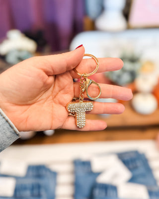 Diamond Initial Keychain Bag Charm - The Southern Loft