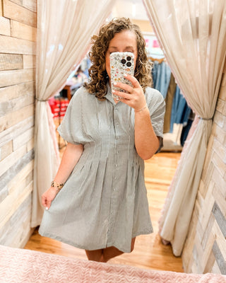 Downright Delightful Pin Striped Mini Dress - The Southern Loft